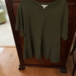 Time and Tru Green Peplum Blouse 3/4 Sleeve